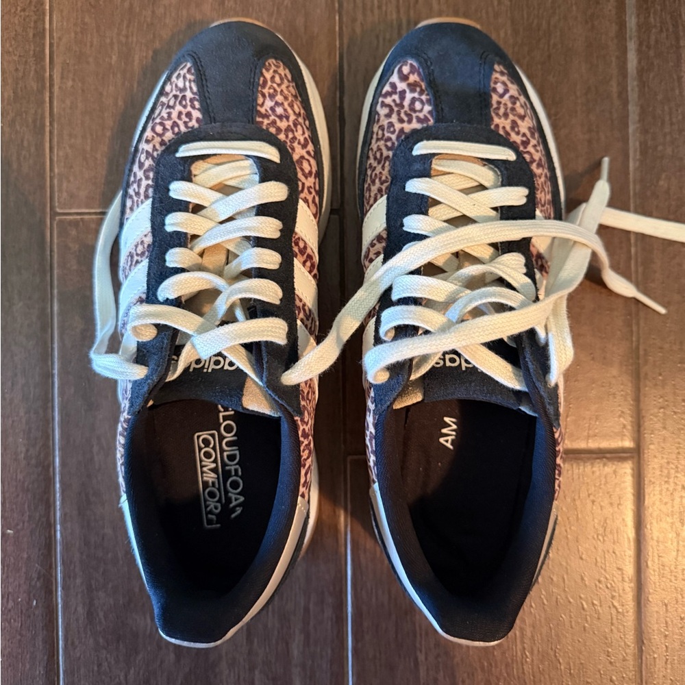 Adidas Women's Leopard Print Sneakers - Navy and White